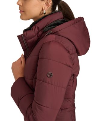 Women's Faux-Fur-Lined Hooded Puffer Coat