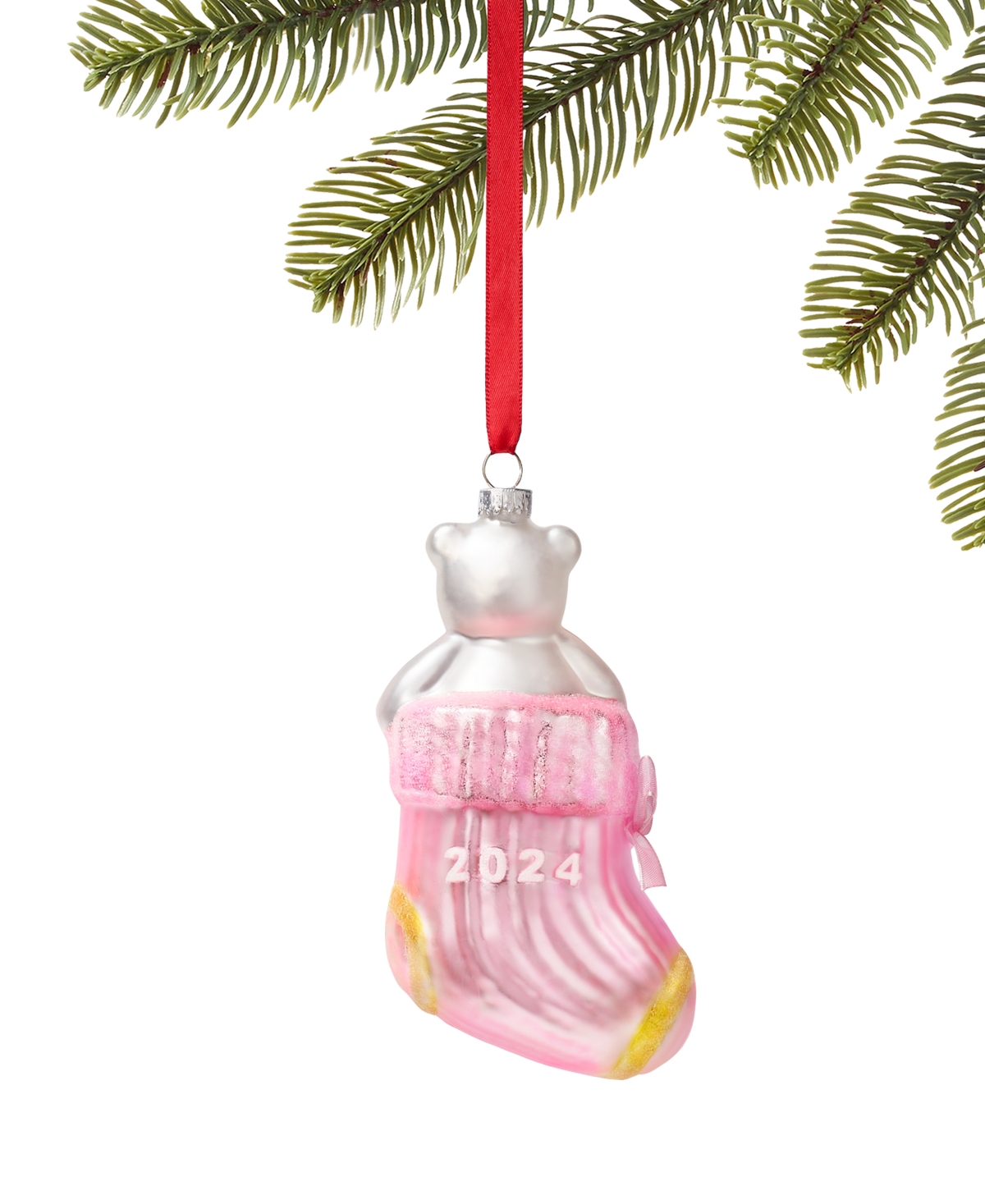 Holiday Lane Baby's First Pink Bear Stocking Ornament, Exclusively at Macy's