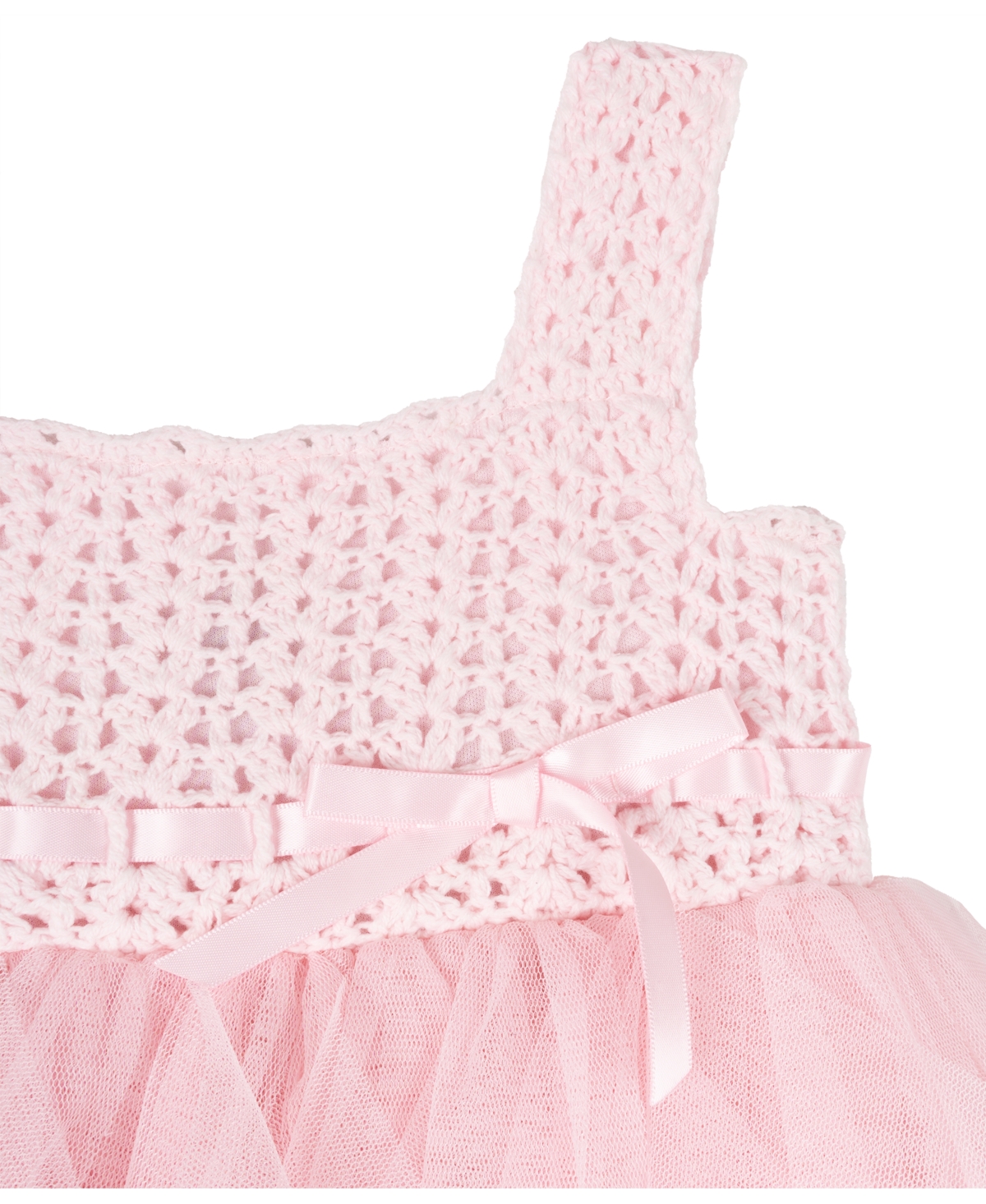 Shop Rare Editions Baby Girl Crochet And Mesh Dress In Blush