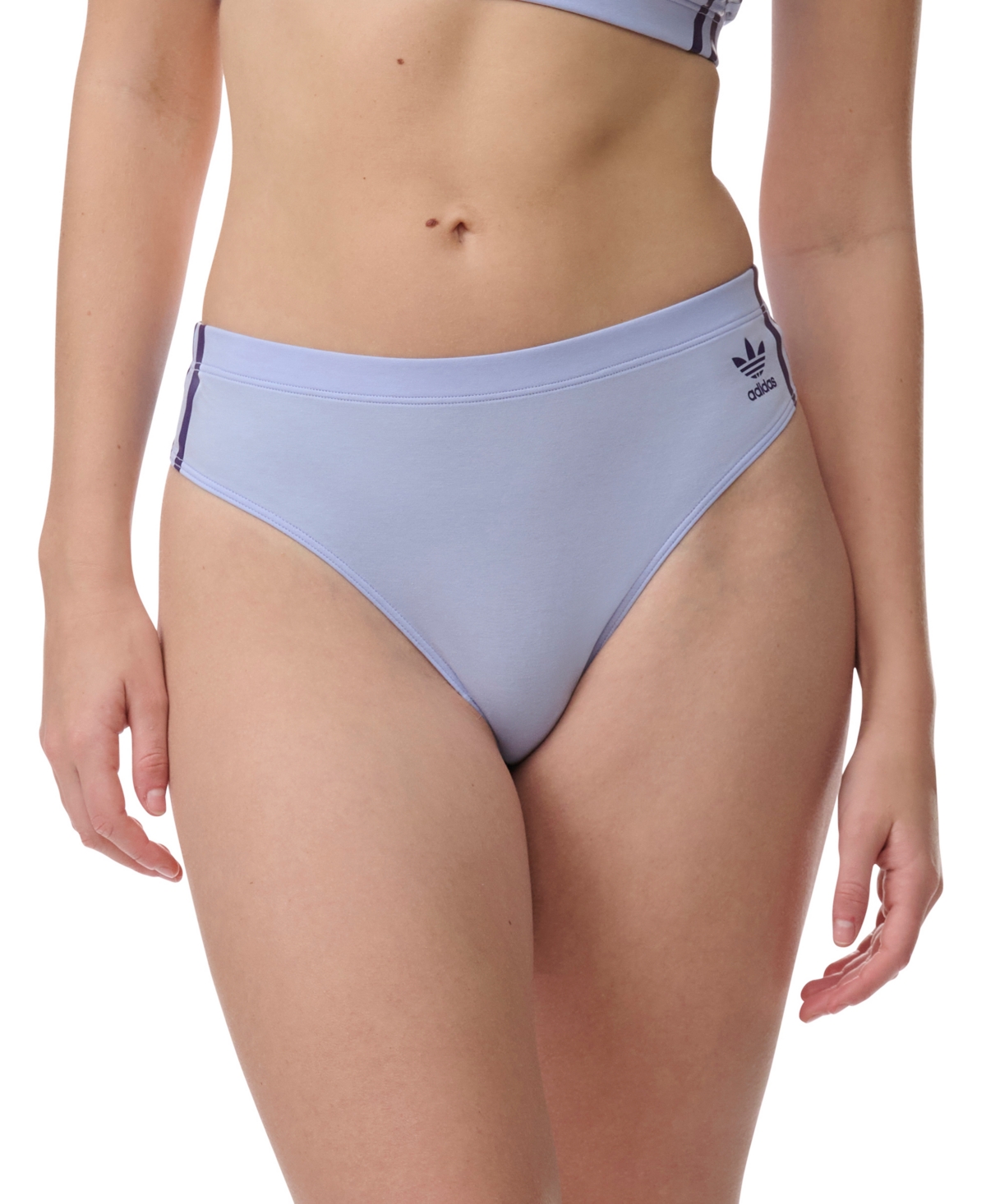 Shop Adidas Originals Intimates Women's Adicolor Comfort Flex Cotton Wide Side Thong 4a1h63 In Violet