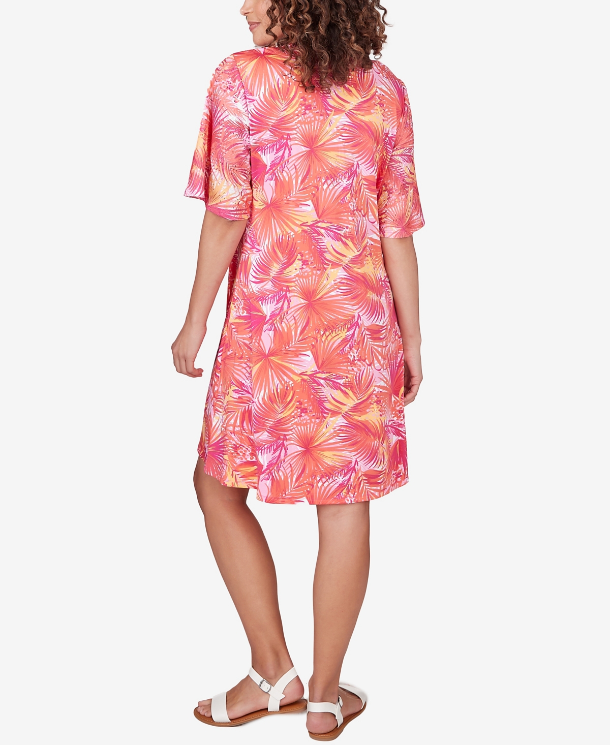 Shop Ruby Rd. Petite Tropical Puff Print Dress In Clear Blue Multi