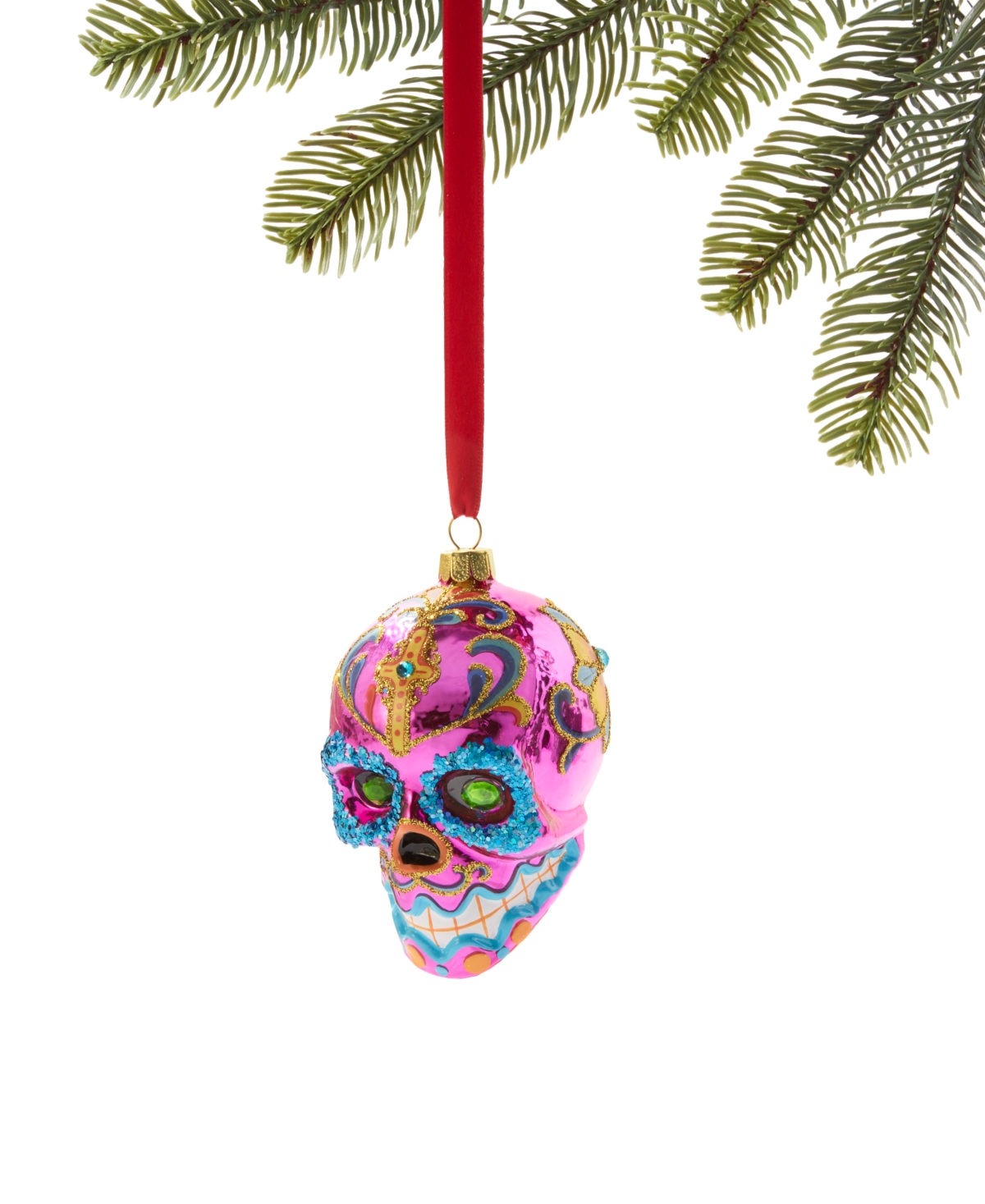Holiday Lane Day of The Dead Colorful Skull Ornament, Exclusively at Macy's