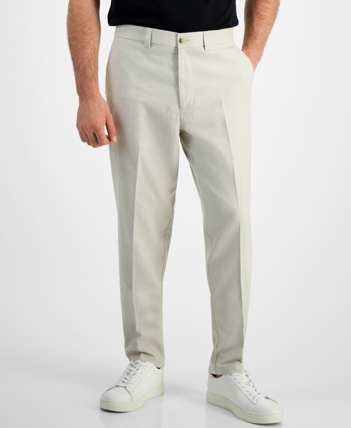 Men's Slim-Fit Linen Pants - Black