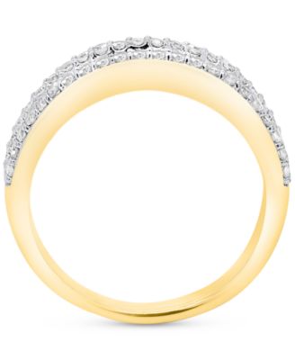 Lab-Created Diamond Three-Row Band (3/4 ct. t.w.) in Sterling Silver or 14K Gold-Plated Sterling Silver
