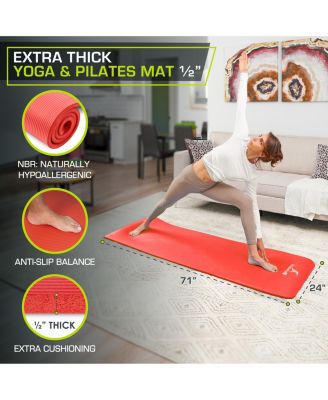 Extra Thick Yoga and Pilates Mat with Sling, 1/2 Inch