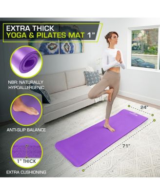 Extra Thick Yoga and Pilates Mat with Sling, 1"