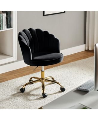 Woman Modern Cute Shell Back Upholstered Desk Chair for Vanity, Living Room