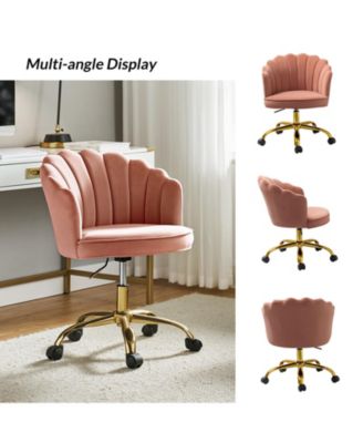 Woman Modern Cute Shell Back Upholstered Desk Chair for Vanity, Living Room