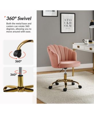 Woman Modern Cute Shell Back Upholstered Desk Chair for Vanity, Living Room