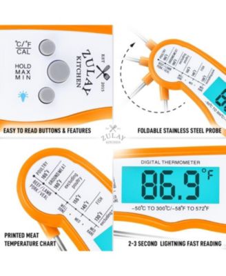 Instant Read Food Thermometer - Waterproof Digital Meat Thermometer