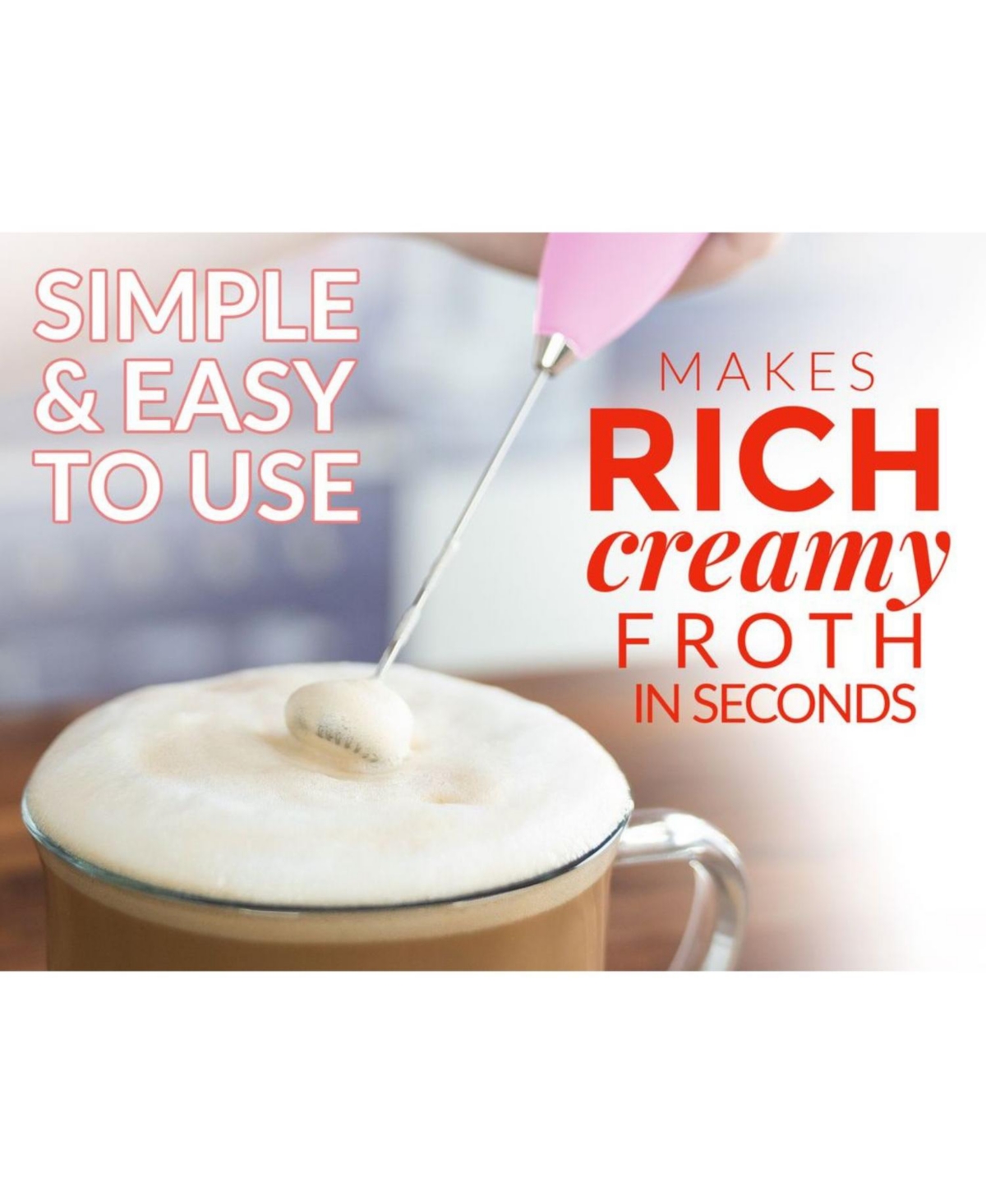 Handheld Milk Frother Stainless Steel Single Whisk with Stand