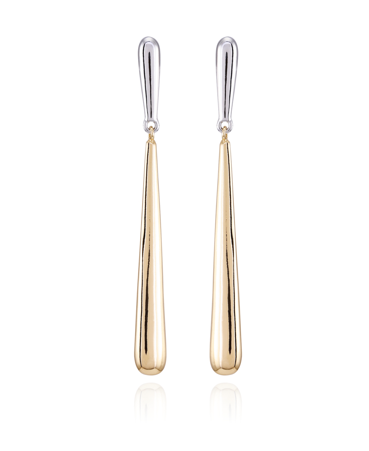 Two-Tone Linear Drop Dangle Earrings - Gold
