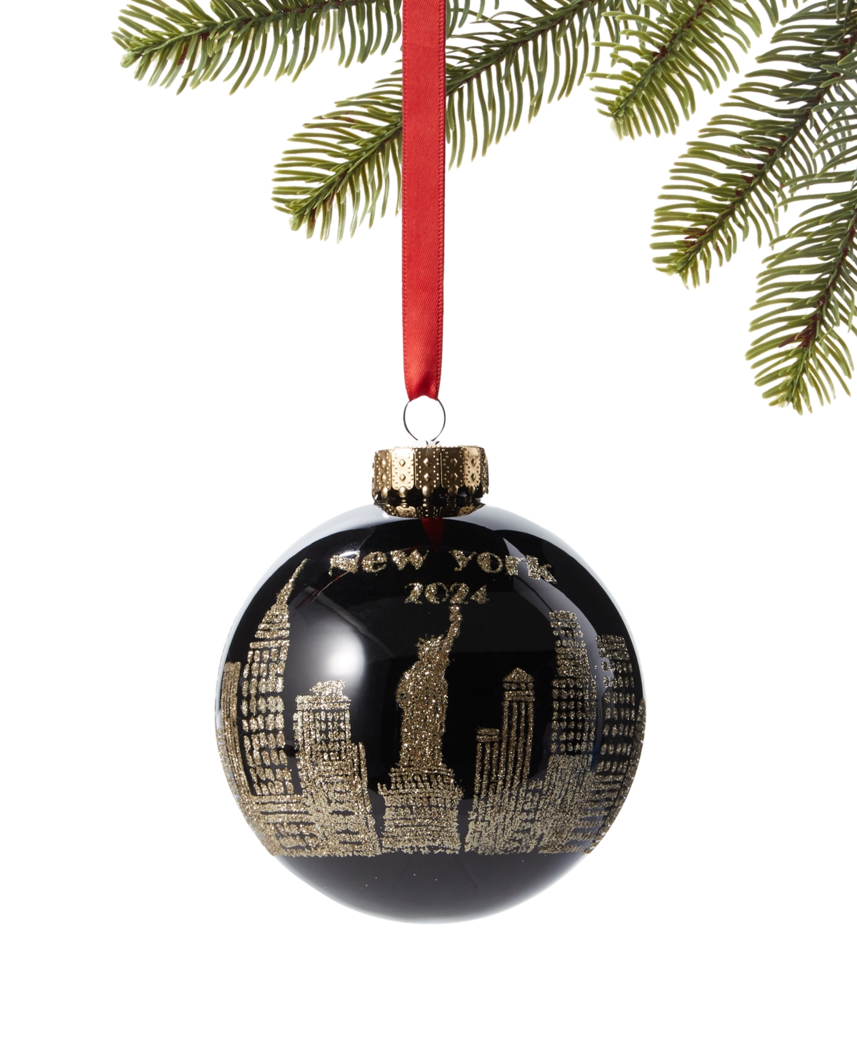Holiday Lane Shine Bright Black And Gold Round Ornament, Exclusively At Macy's In No Color