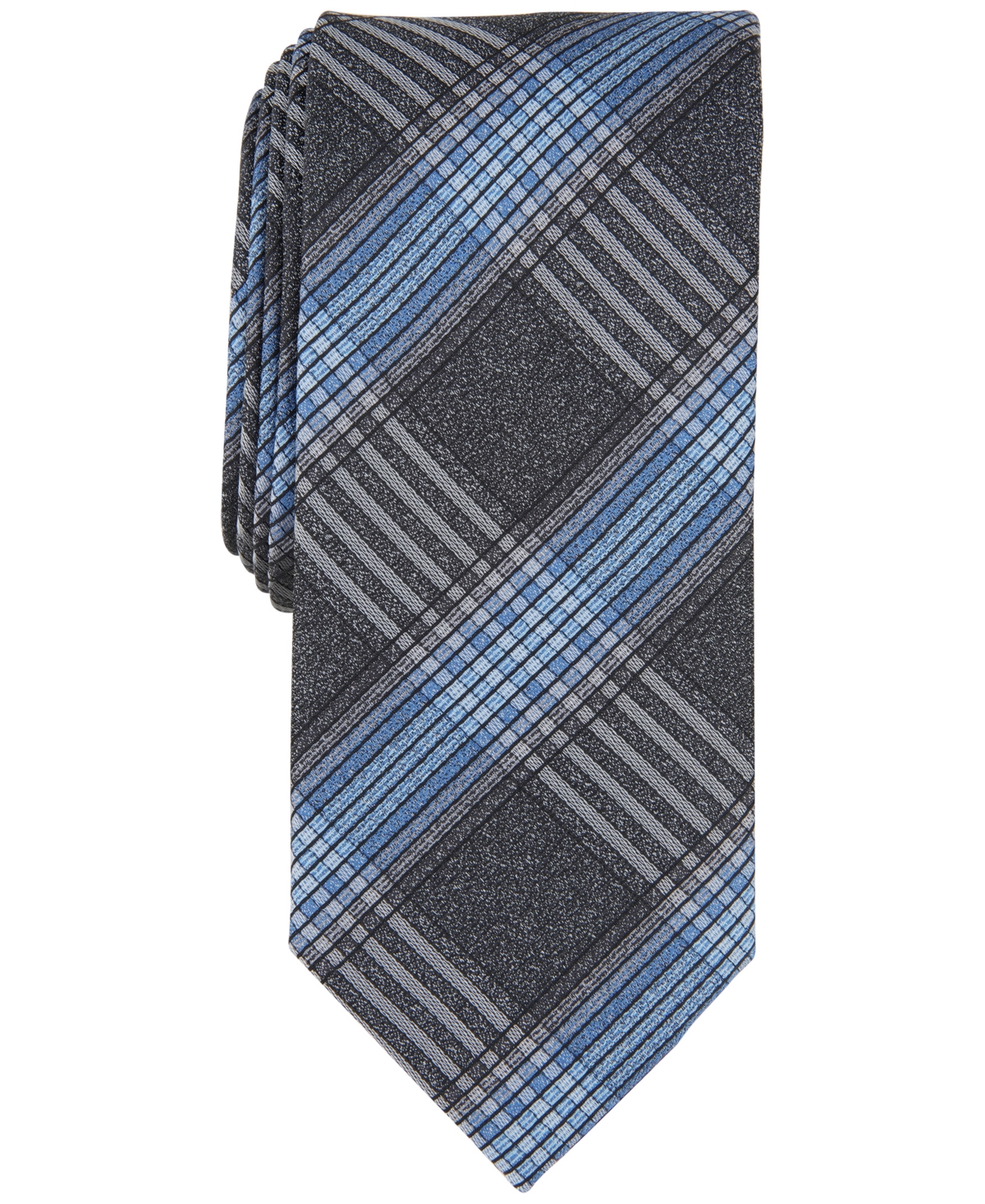 Shop Tallia Men's Sloane Plaid Tie In Black