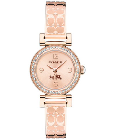 COACH WOMEN'S SIGNATURE ETCHED ROSE GOLD-PLATED BANGLE BRACELET WATCH 24MM 14502203