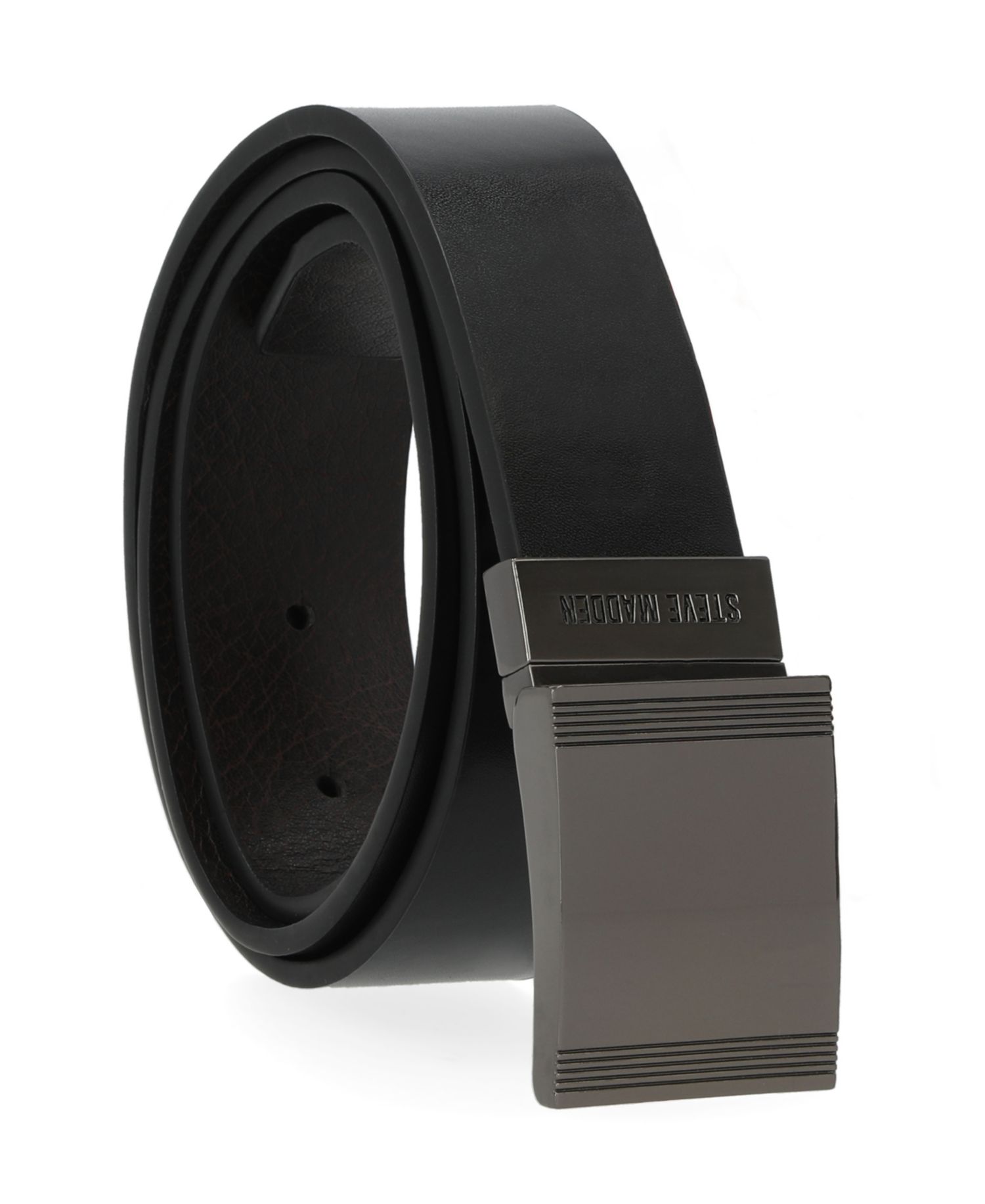 Men's 35mm Cut Edge Reversible Plaque Buckle Belt