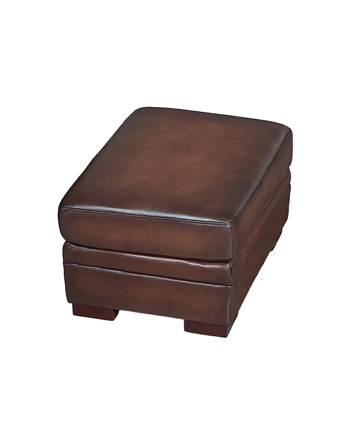 Hydeline Brookfield 30" Top Grain Leather Ottoman In Caramel Brown