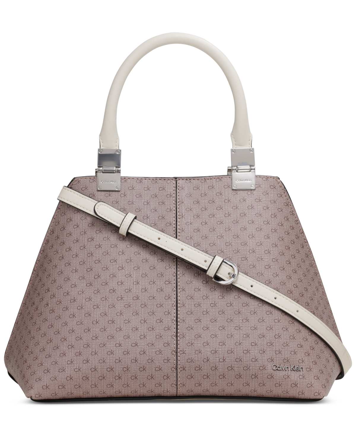 Shop Calvin Klein Granite Signature Convertible Satchel With Magnetic Snap In Taupe Whit