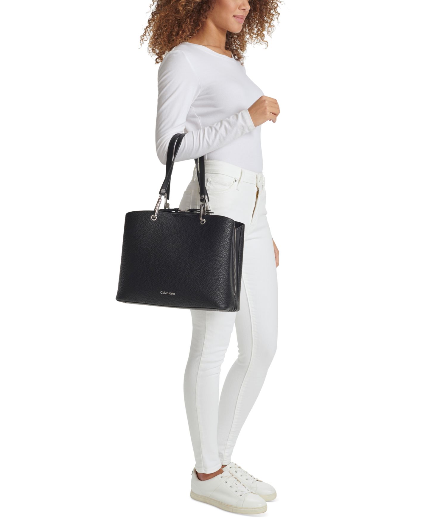 Женская сумка Calvin Klein Garnet Triple Compartment Tote, цвет: Чёрный серебряный — фото 7