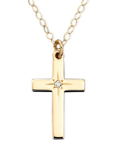 cross gold diamond 14k pendant accent children macy jewelry necklaces