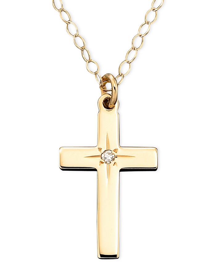 Macy's - Children's 14k Gold Diamond Accent Cross Pendant