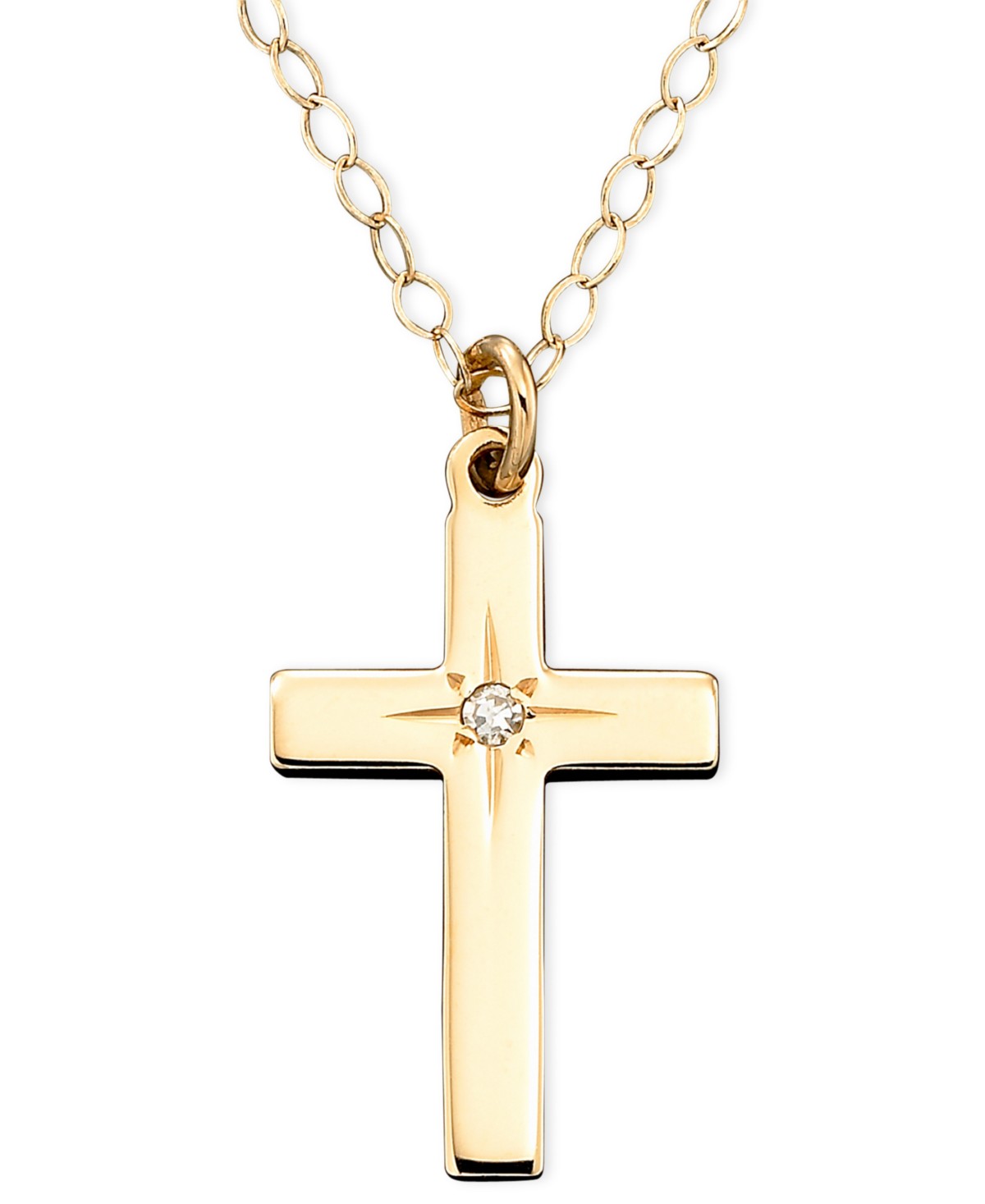 Детские Macy's Children's 15" Diamond Accent Cross Pendant in 14k Gold — фото 2