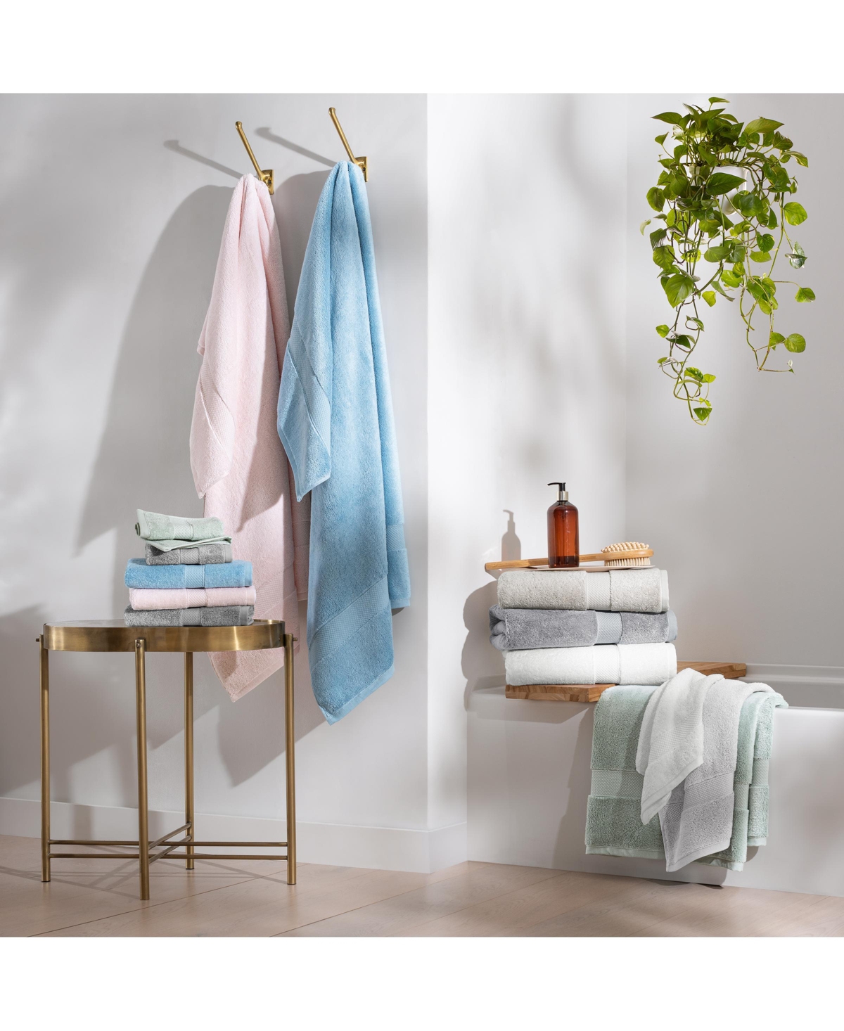 Aston and Arden Aston & Arden Egyptian Cotton Luxury Towels (Pack of 2), 600GSM, Seven Color Options, Jacquard Dobby Border, 30x54 - Porcelain wh