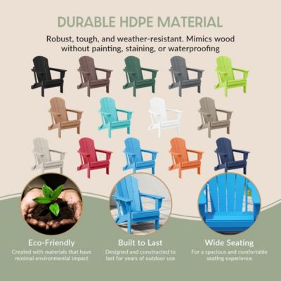 3 Piece Set Outdoor Folding Adirondack Chairs with Side Table