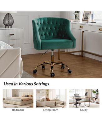   Standard   Velvet, Gold Metal   Stylish, Compact Desk Chair