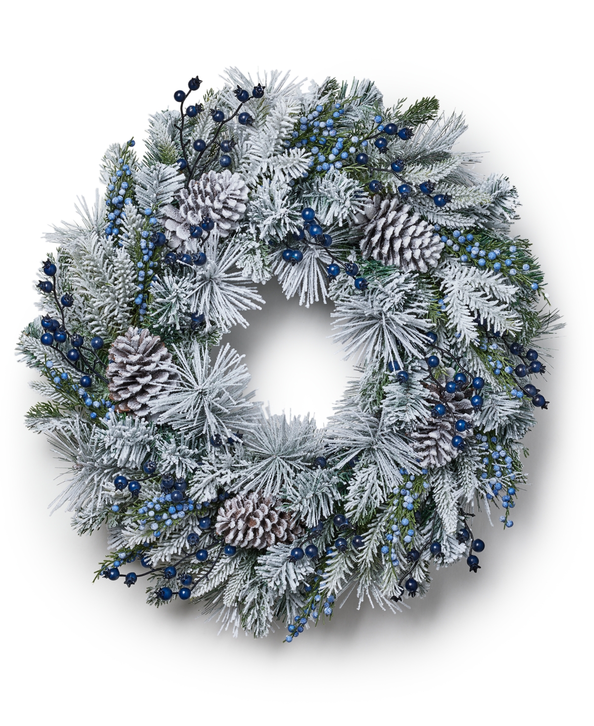 Holiday Lane Northern Holiday Green And White Flocked Pine Cone Wreath, Created For Macy's In No Color