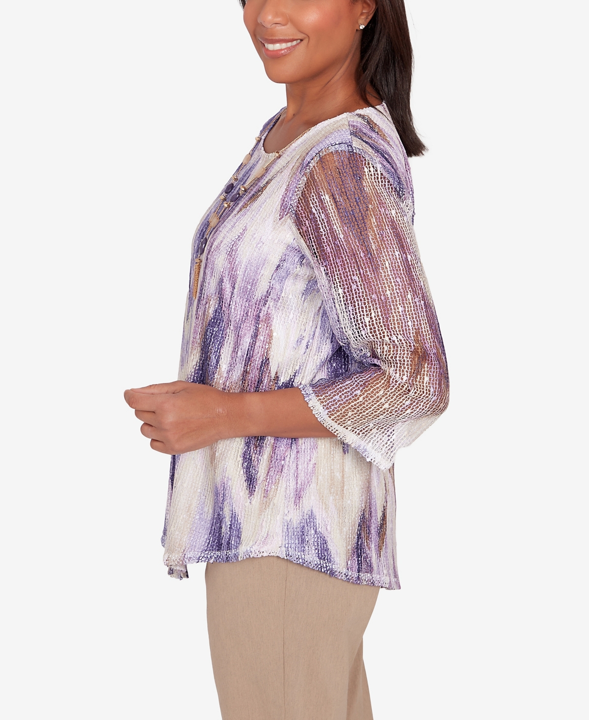 Alfred Dunner Charm School Women's Chevron Popcorn Knit Top