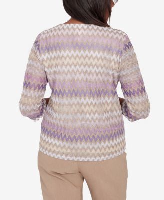 Charm School Women's Sparkling Zig Zag Stripe Top
