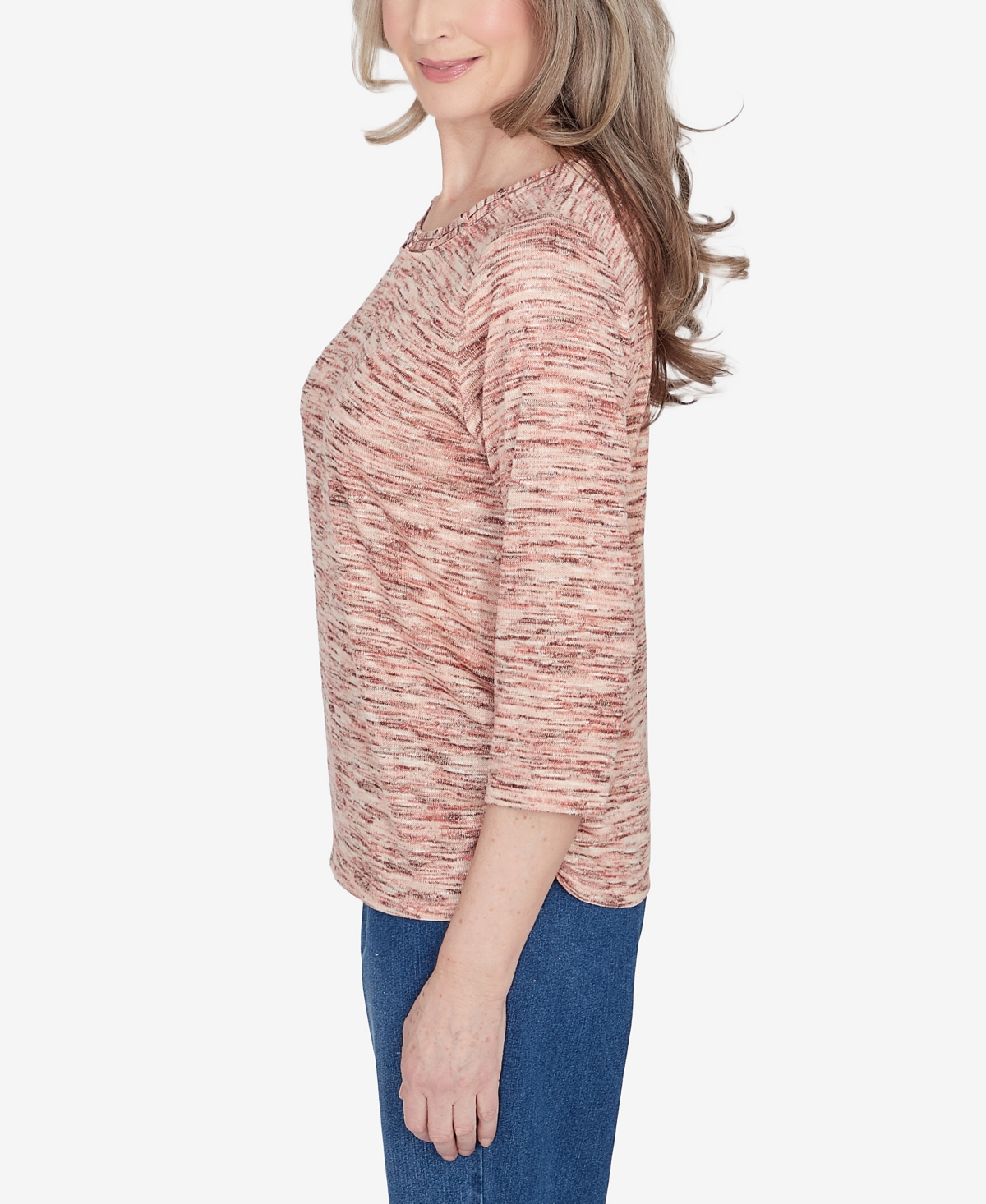 Alfred Dunner Scottsdale Women's Space Dye Beaded Neck Top