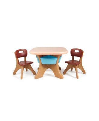 Kids Play Table and Chair Set with Storage Organizer for Art Study and Play