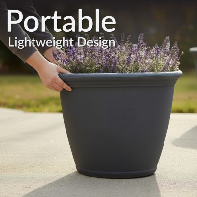 Weather-Resistant Double-Walled Anjelica Outdoor Flower Pot Planter - 20"