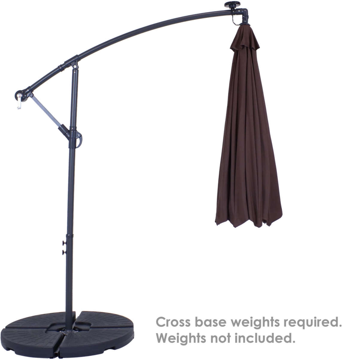 Sunnydaze Decor Solar Offset Steel Patio Umbrella with Crank -- Brown