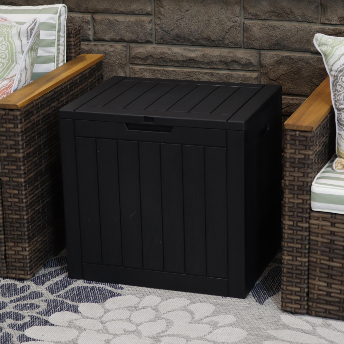 Sunnydaze Decor gal Faux Wood Plastic Outdoor Storage Box - Phantom Gray
