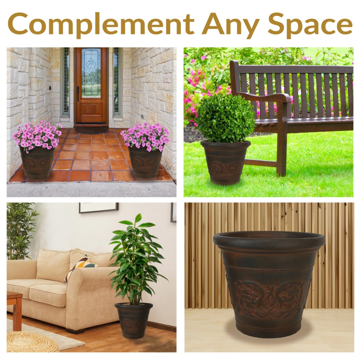 Sunnydaze Decor Arabella Polyresin Planter with Uv-Resistance - Rust