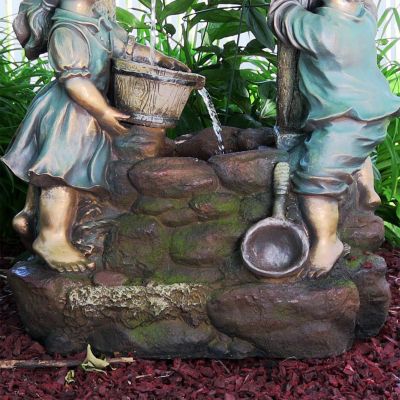 Children at the Well 39-Inch Outdoor Water Fountain - LED Lights - Electric Submersible Pump - Polyresin/Fiberglass