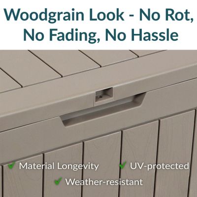 Lockable Outdoor Small Deck Box with Storage and Side Handles - 32-Gal.