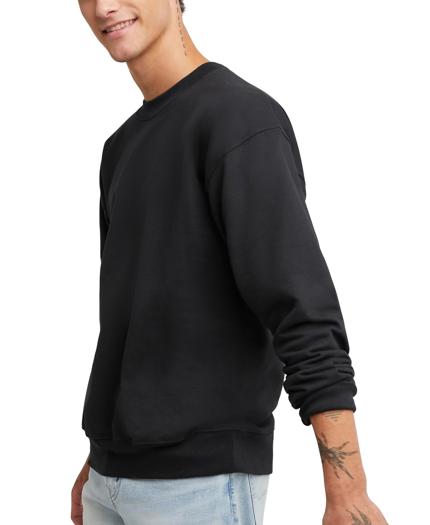 Мужская толстовка Hanes Ultimate Heavyweight Fleece Crewneck, цвет: Чёрный — фото 5