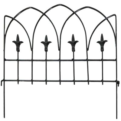 Bayonne 8' Set of 5 Steel Decorative Garden Fence Panels - 19" W x 19" H Per Panel - Black