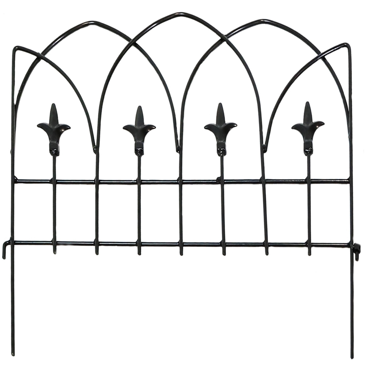 Sunnydaze Decor 5-Piece Bayonne Steel Finial Garden Border Fencing - -- Black