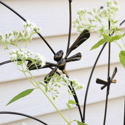 Decorative Steel Metal Dragonfly Delight Design Garden Trellis - 55.75" H - Black - 2-Pack