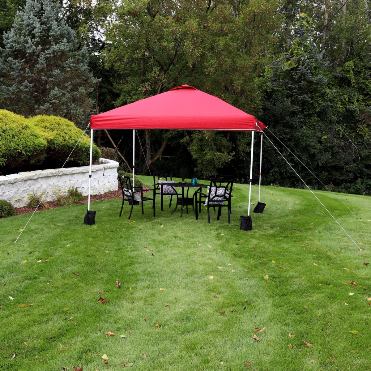 Sunnydaze Decor Premium Pop-Up Canopy with Sandbags - x -- Red