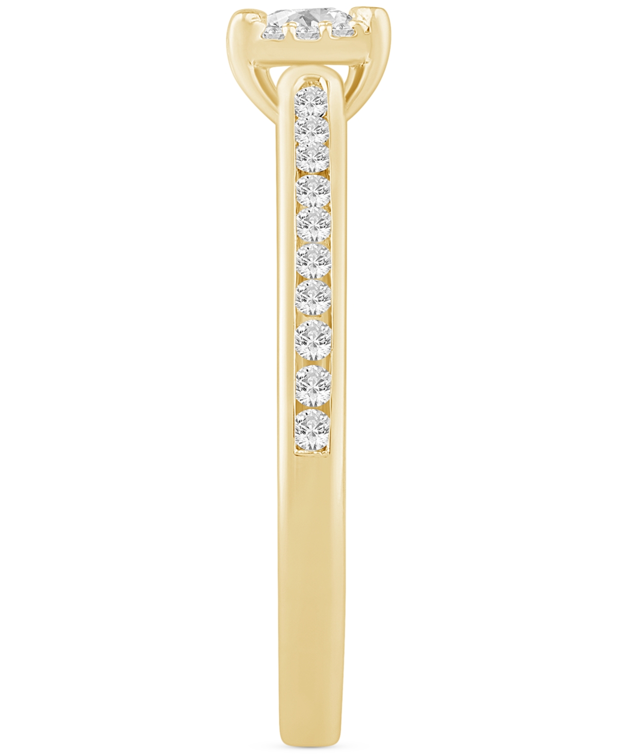 Shop Macy's Diamond Princess Halo Engagement Ring (1/2 Ct. T.w.) In 14k Gold In Yellow Gold