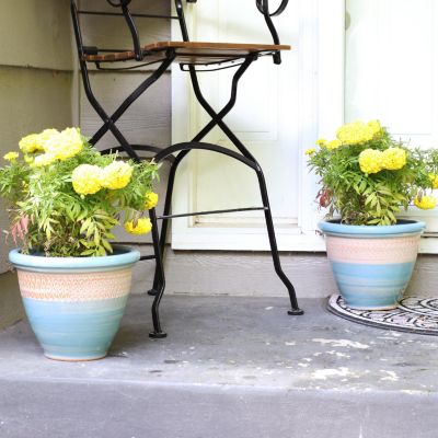 Indoor/Outdoor Purlieu Decorative Glazed Ceramic Planters for Greenery or Flowers - 12"