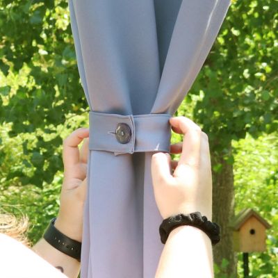 Indoor/Outdoor Fabric Curtain Tiebacks with Buttons - Polyester - 13.5"