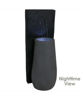 Three Stream Monterno 35-Inch Outdoor Water Fountain with LED Lights - Resin - Electric Submersible Pump