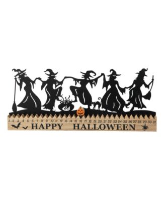 18"L Halloween Wooden Metal Dancing Witch Silhouette Countdown Table Sign